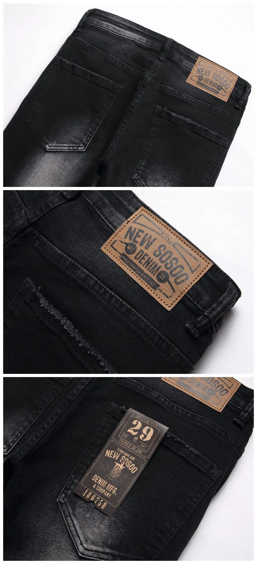 Men's Denim Punk Style Ripped Slim Fit Print Pattern Straight Leg Jeans