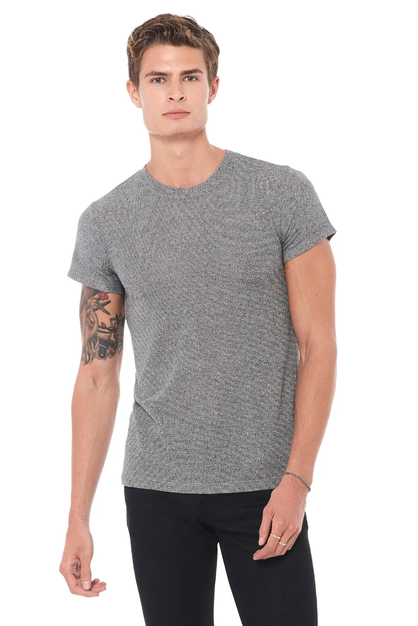 Men's Novelty Texture Crew Neck Tee