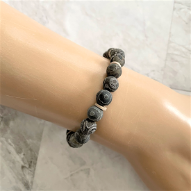 Mens Tibetan Matte Agate Beaded Bracelet