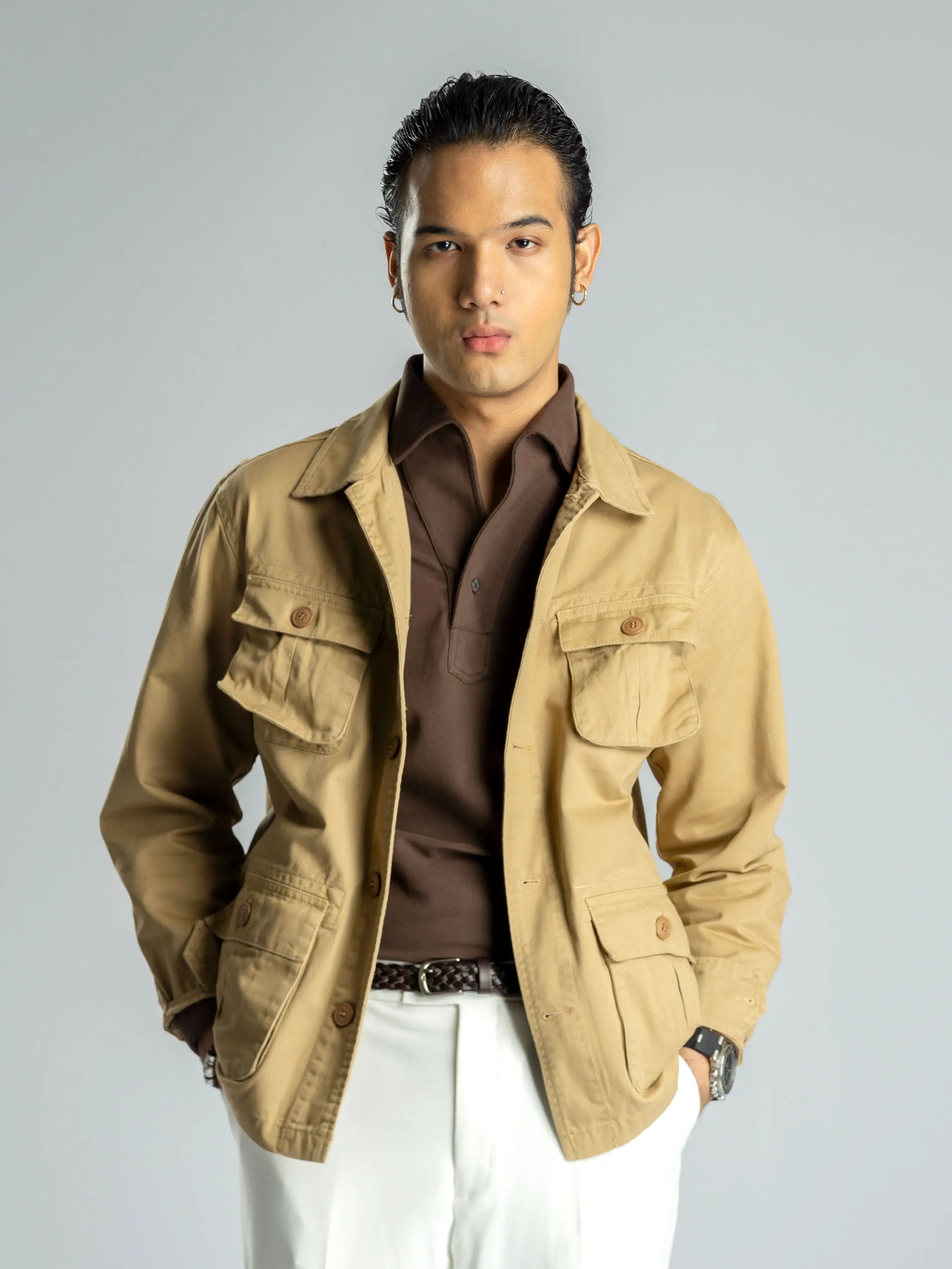 Modern Safari Jacket -  Khakis