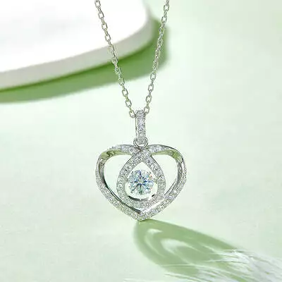 Moissanite 925 Sterling Silver Heart Shape Necklace