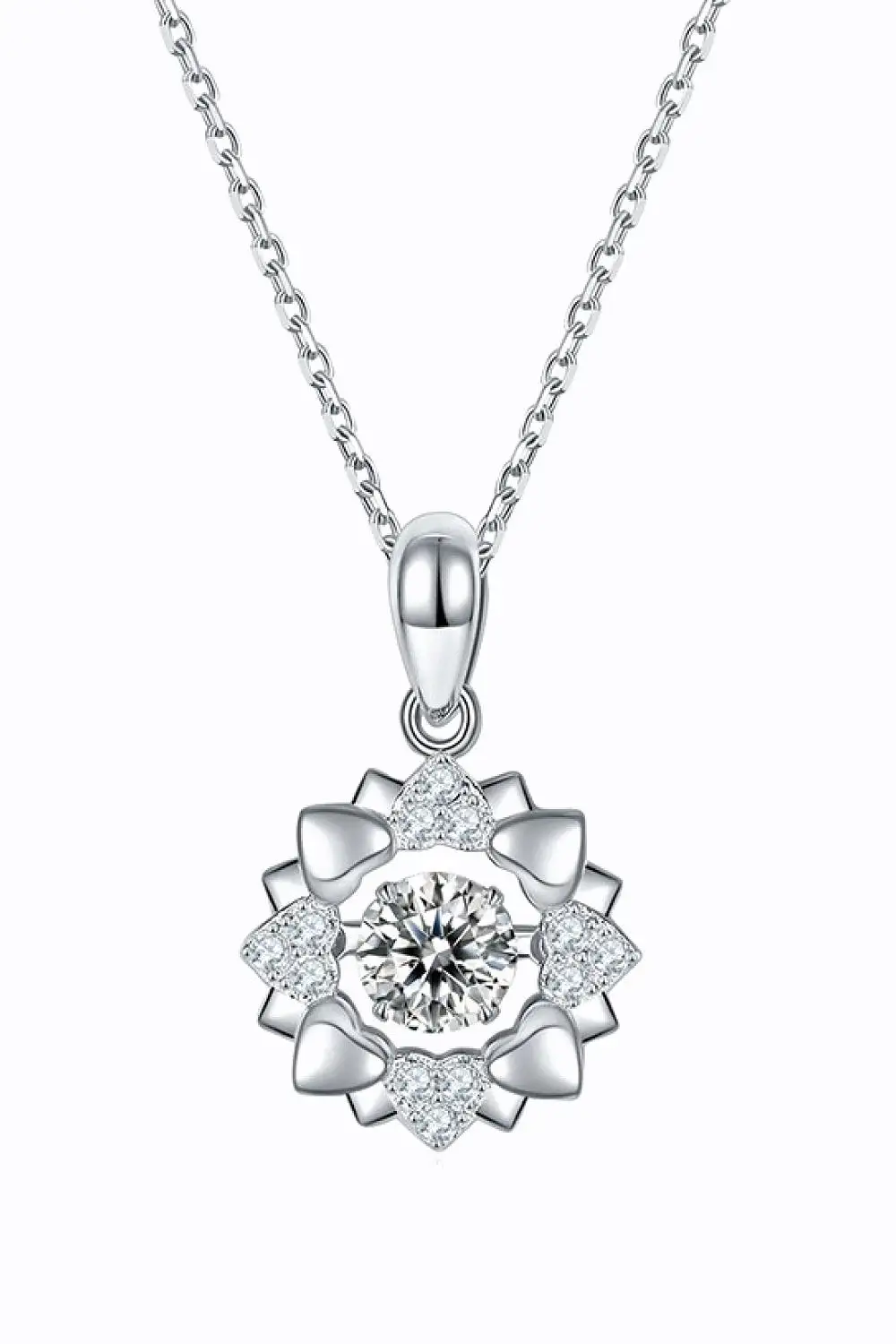 Moissanite Flower Shape Pendant Necklace