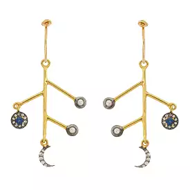 Moon Sun Branch Hoops (pair)