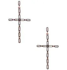 Multi Stone Pattern Cross Metal Earring