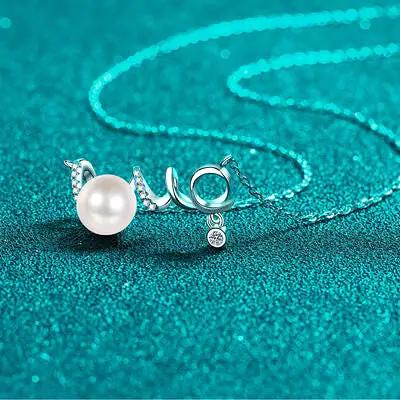 Natural Pearl Moissanite 925 Sterling Silver Necklace