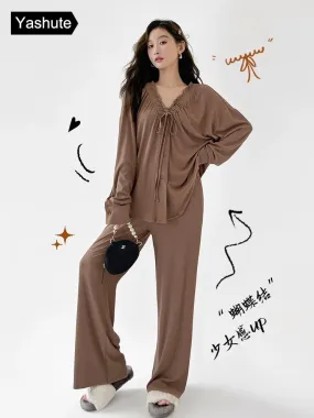 New pajamas for women in spring and autumn, long-sleeved, high-end home clothes, pure lust, age-reducing, casual wearable two-pi