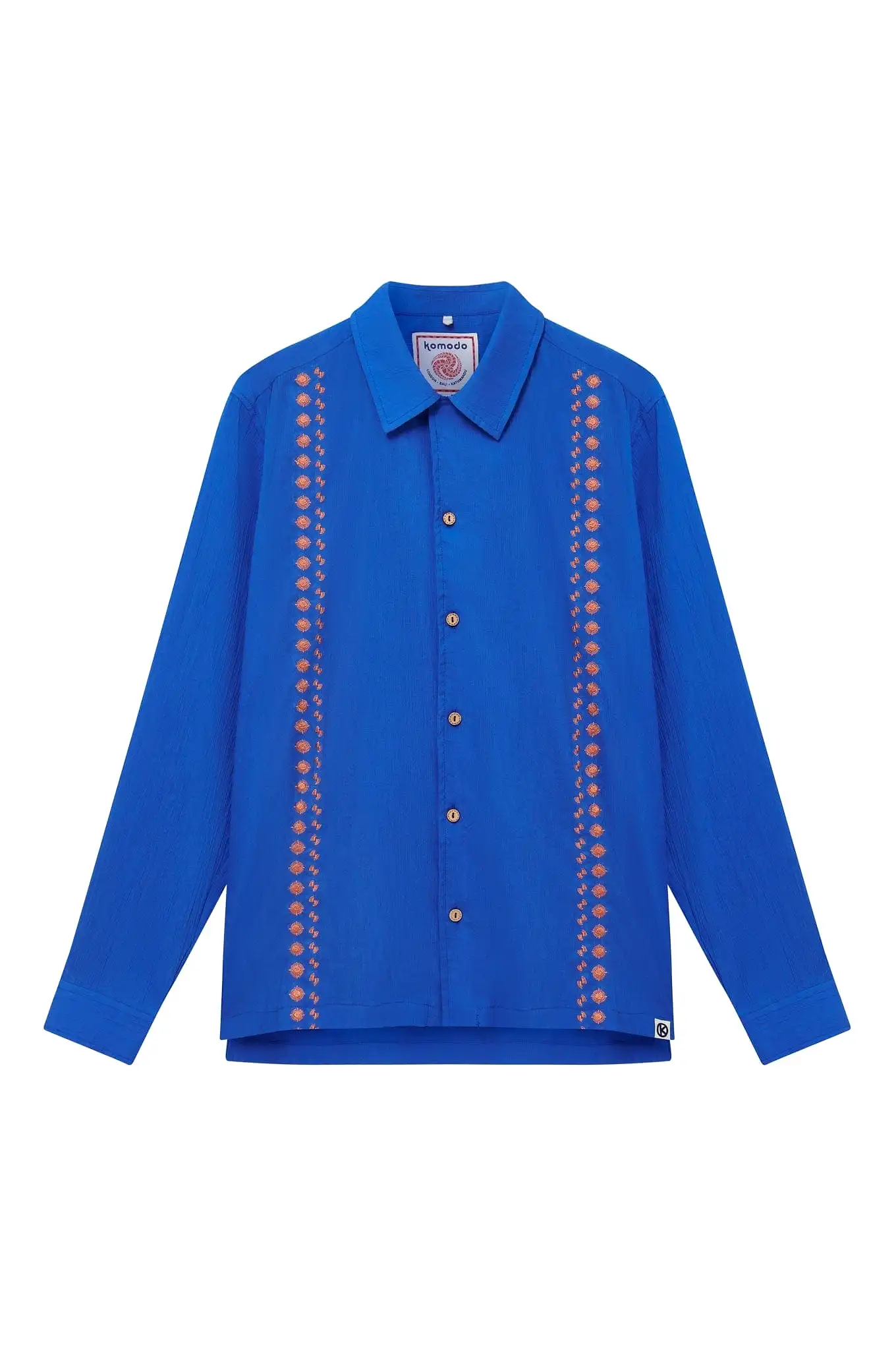 Nile Men's Organic Cotton Embroidered Shirt | Sapphire Blue