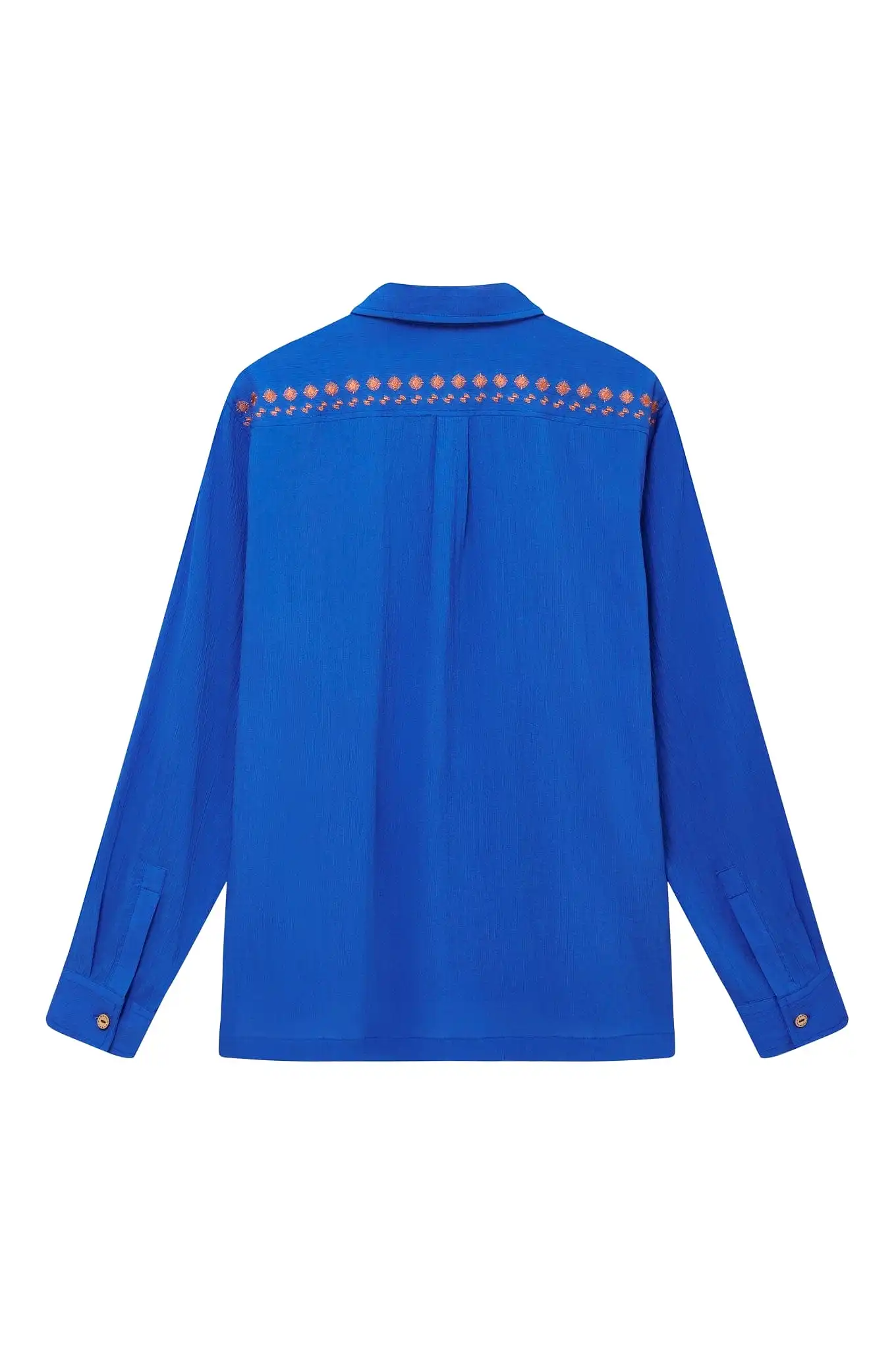 Nile Men's Organic Cotton Embroidered Shirt | Sapphire Blue