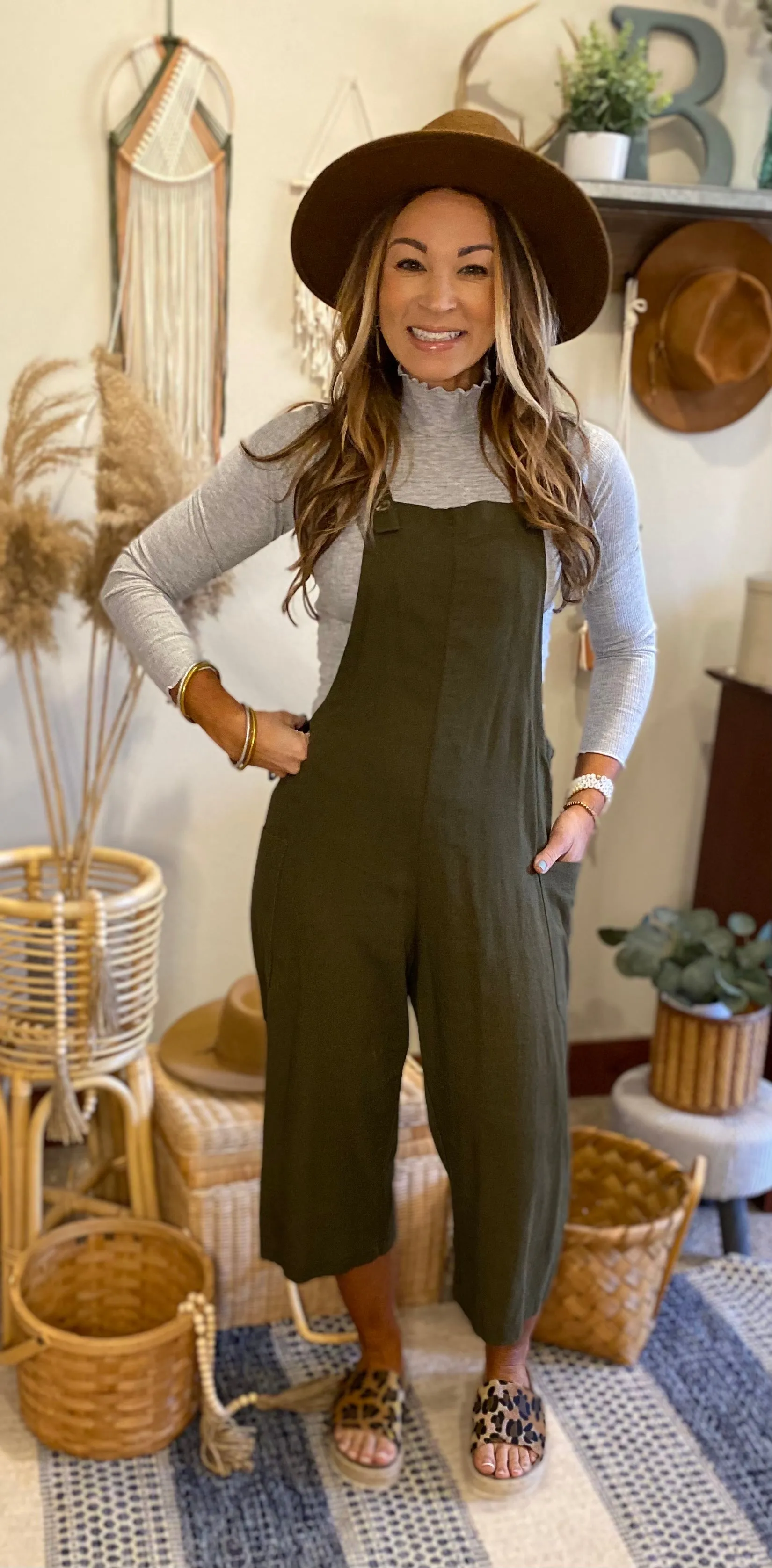 Olive overalls