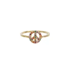 Peace Ring Rainbow, Gold/Multi