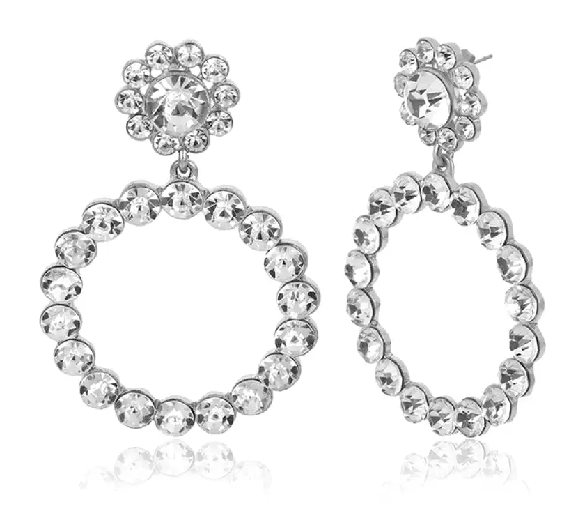 Pearl and Crystal Hoop Earrings