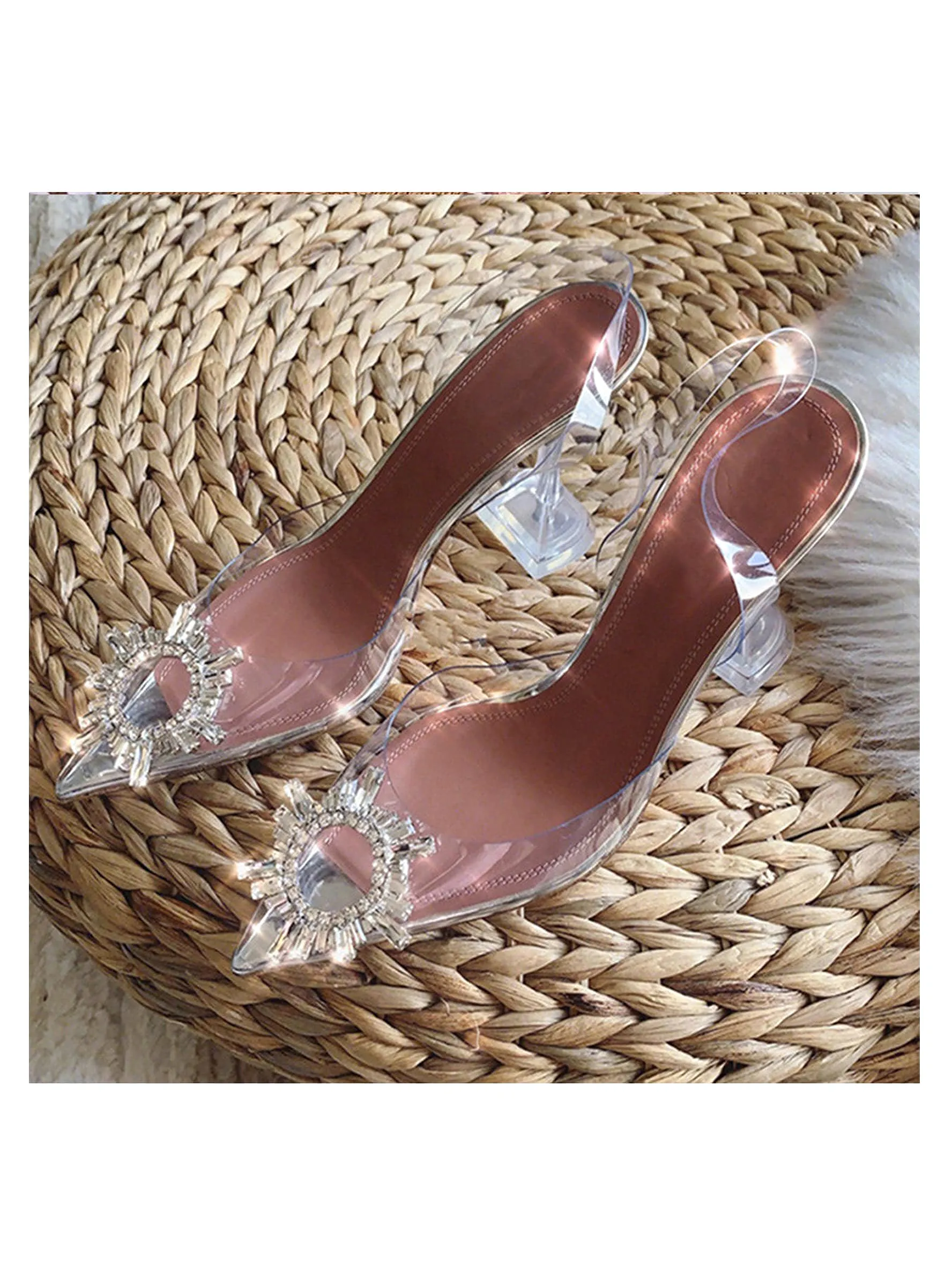 Peep Toe Crystal Clear Heels