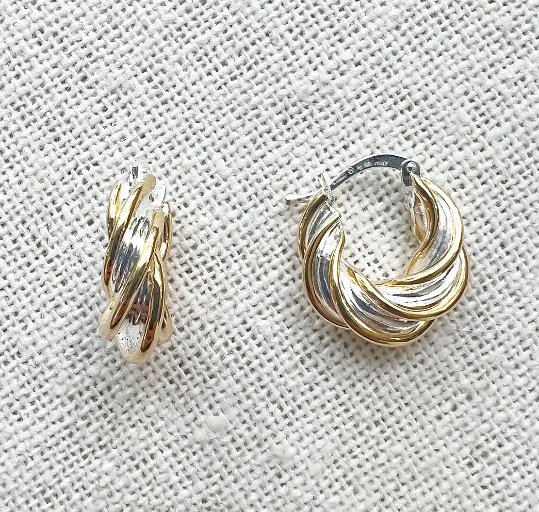 Pillar Hoops, Gold