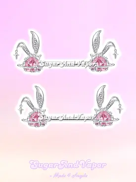 Pink Bunni Bling Gem Nipple Rings Set