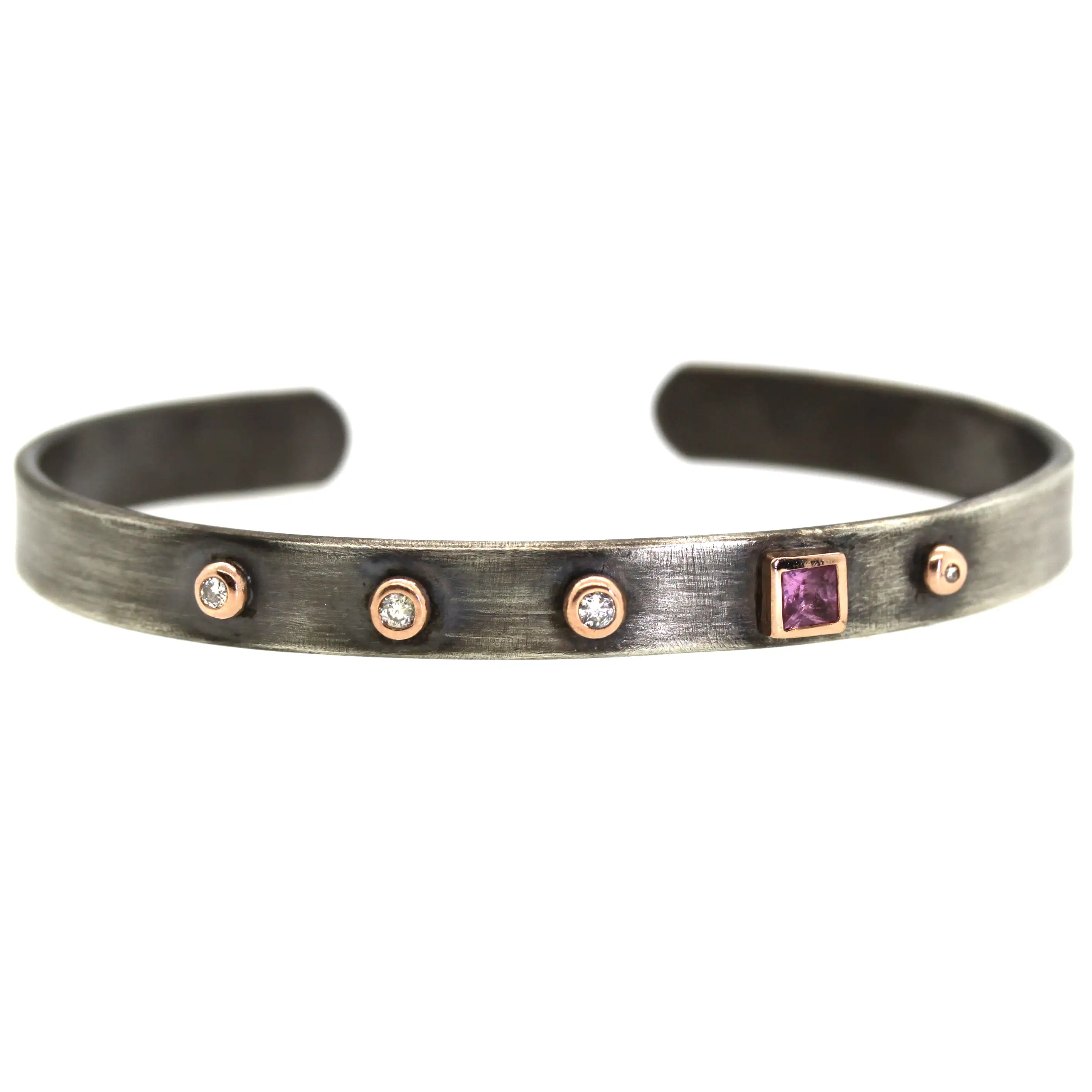 Pink Sapphire & Diamond Cuff Bracelet