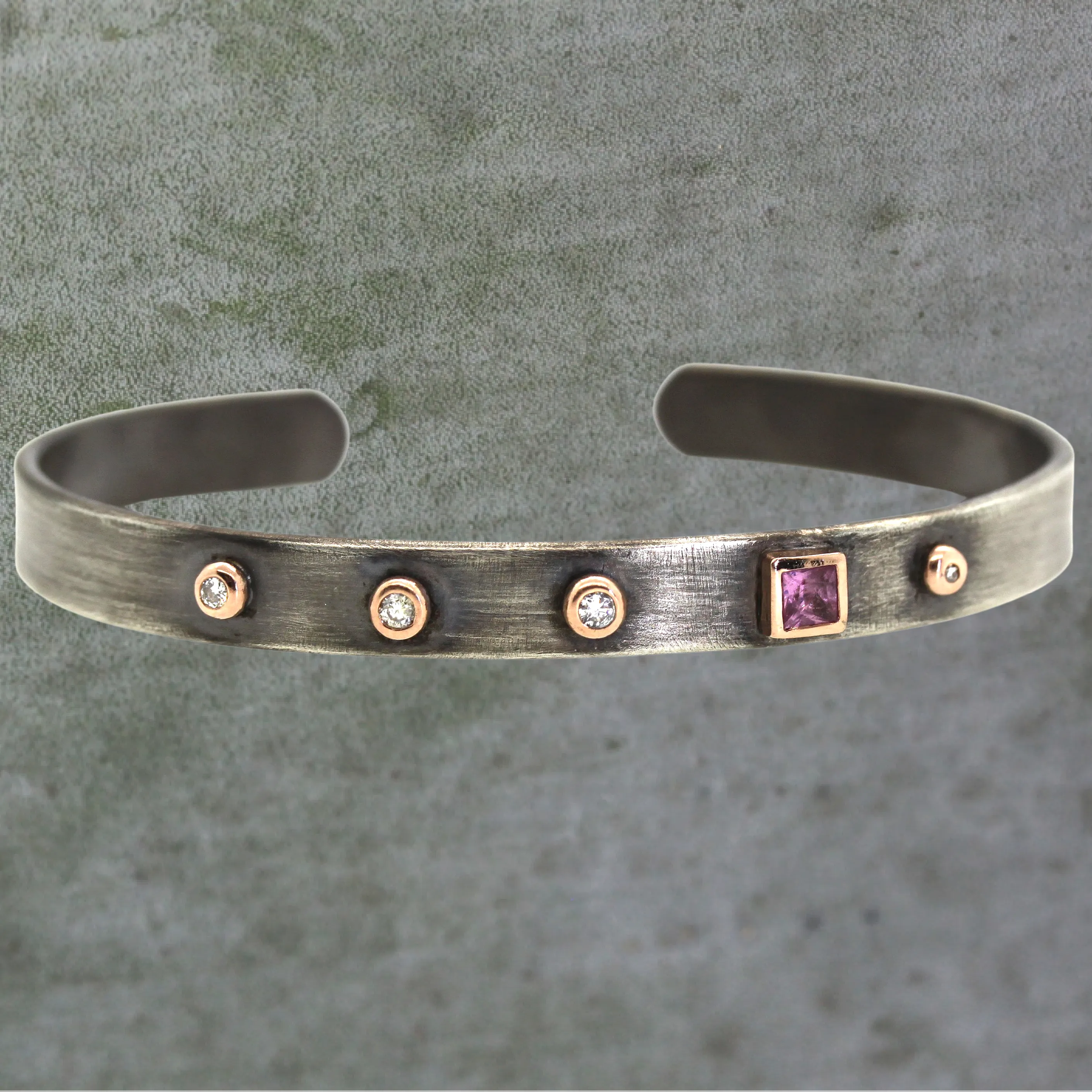 Pink Sapphire & Diamond Cuff Bracelet