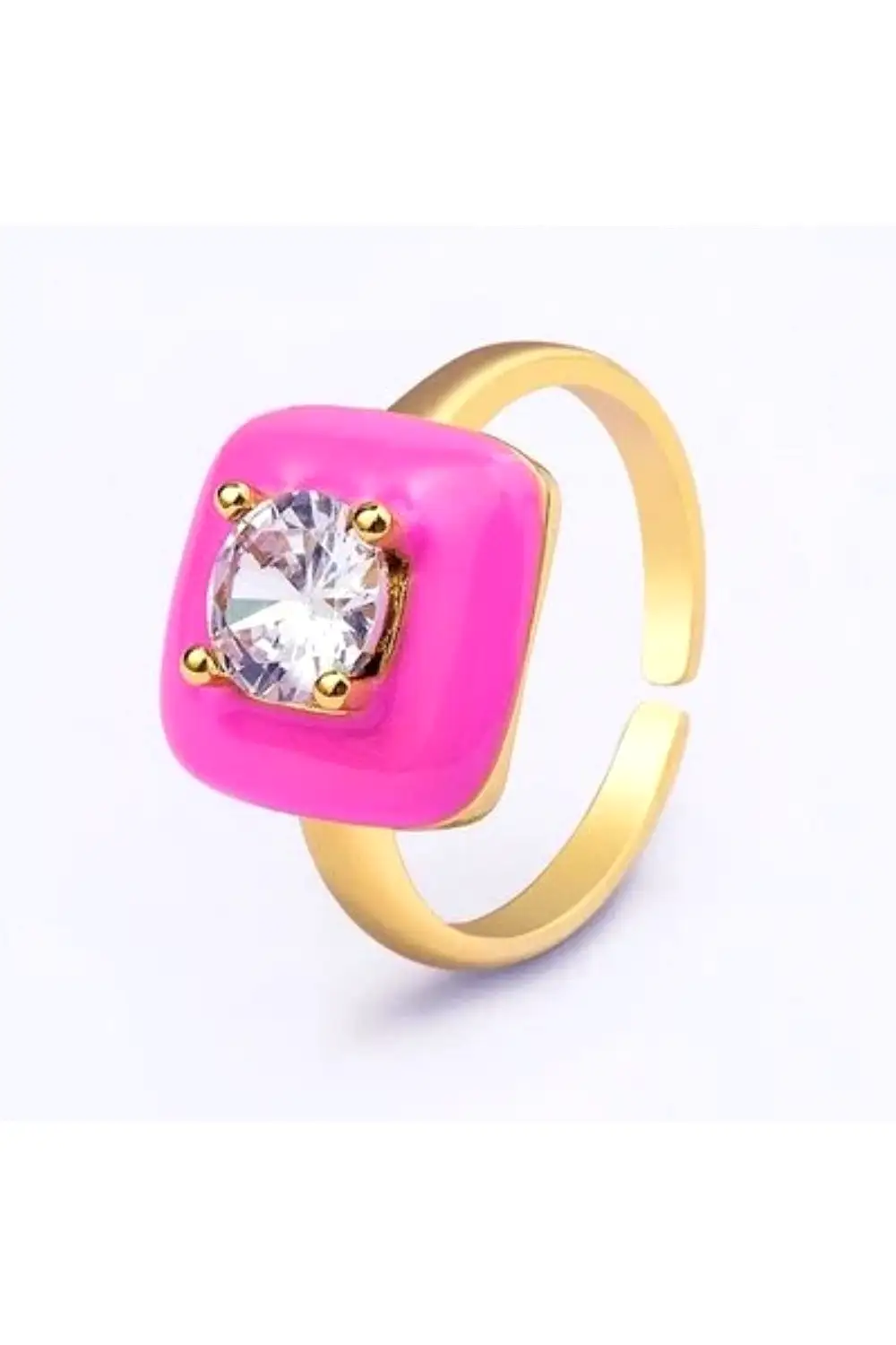 PRETTY SQUARE RING PINK