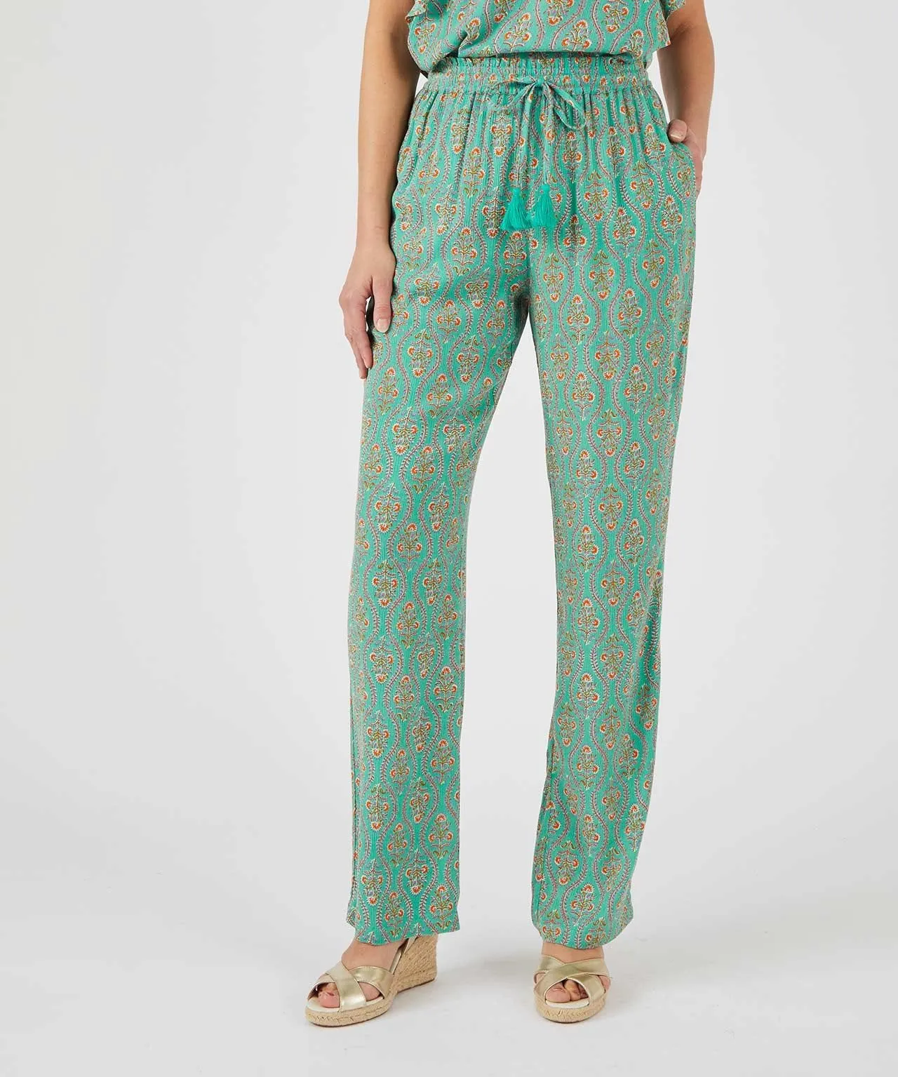 Print Crinkle Trousers