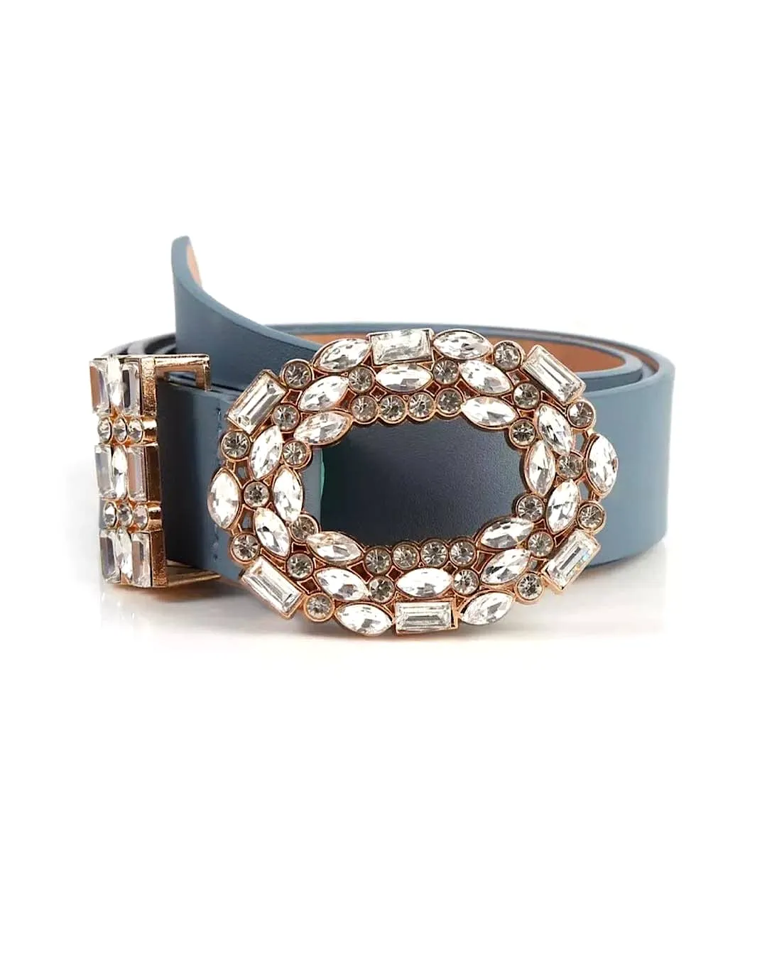 PU Leather Crystal Buckle Belt