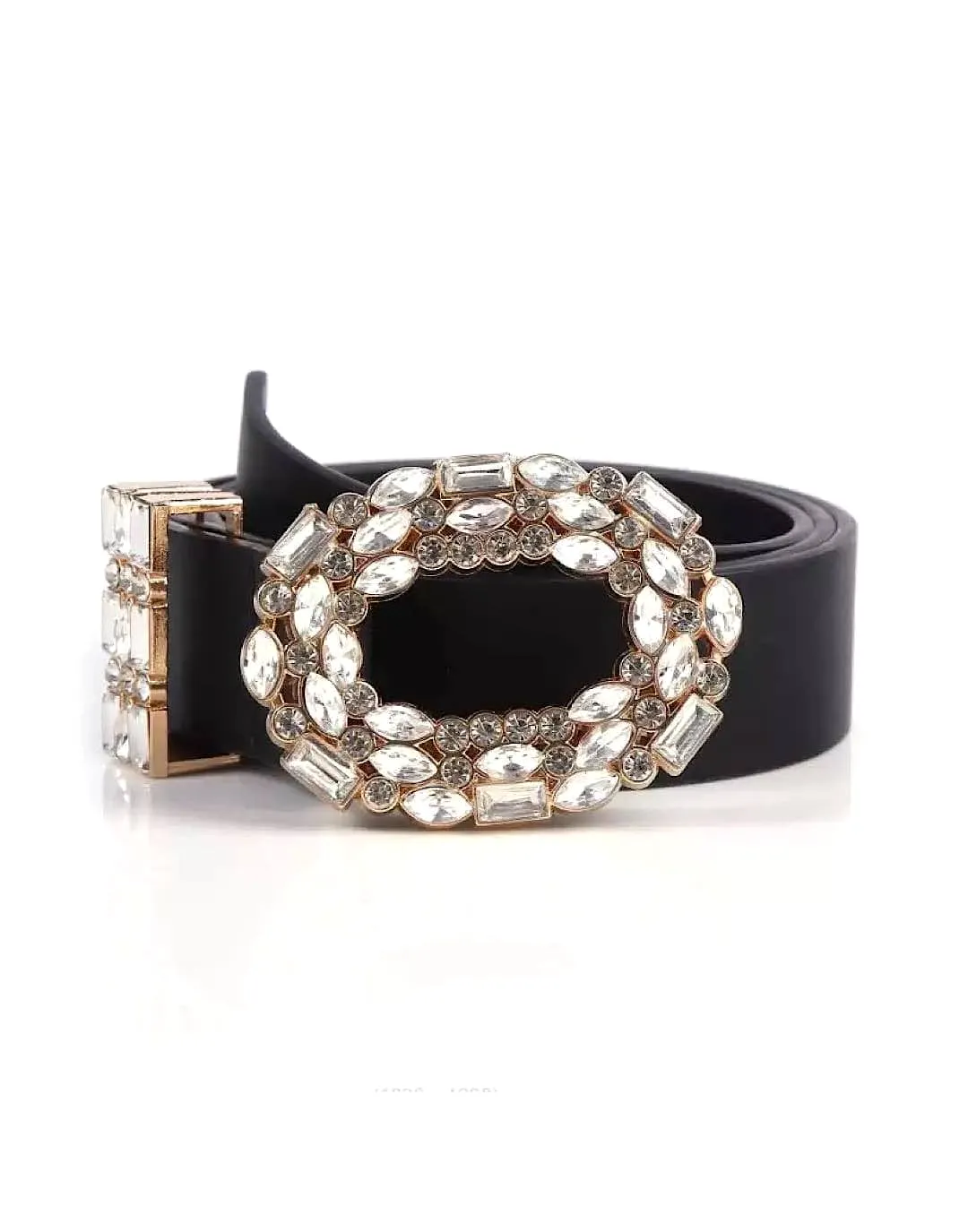 PU Leather Crystal Buckle Belt