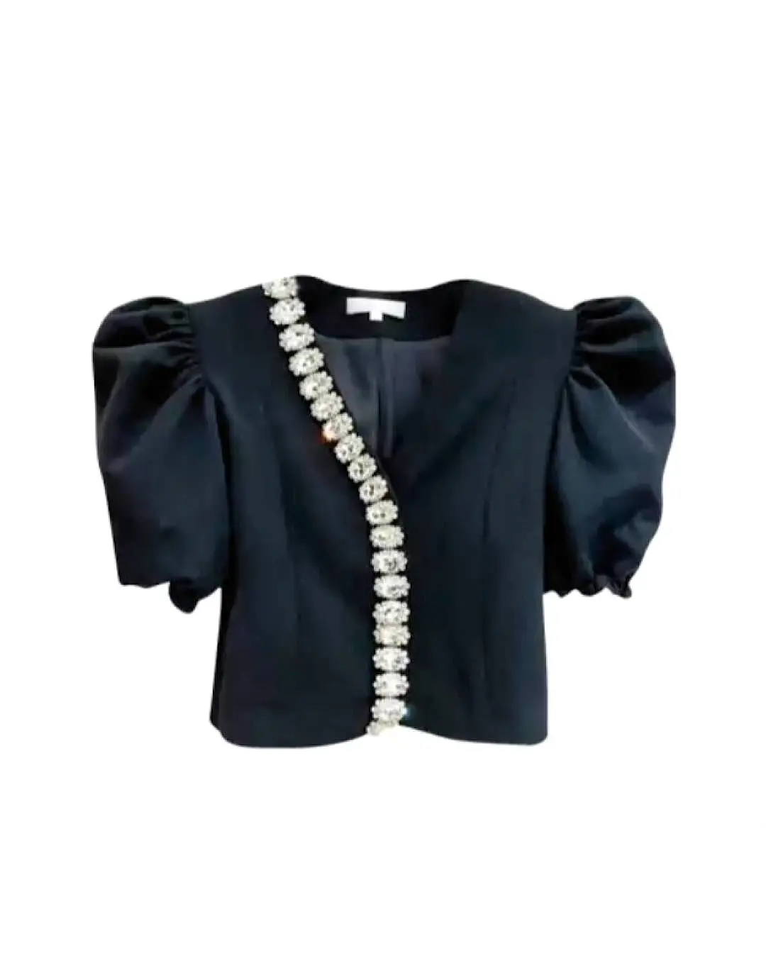 Puff Sleeve Crystal Neck Top