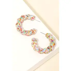 Resin Glitter Twist Hoop Earrings