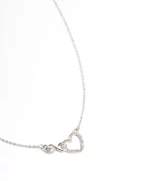 Rhodium Heart & Infinity Diamante Necklace