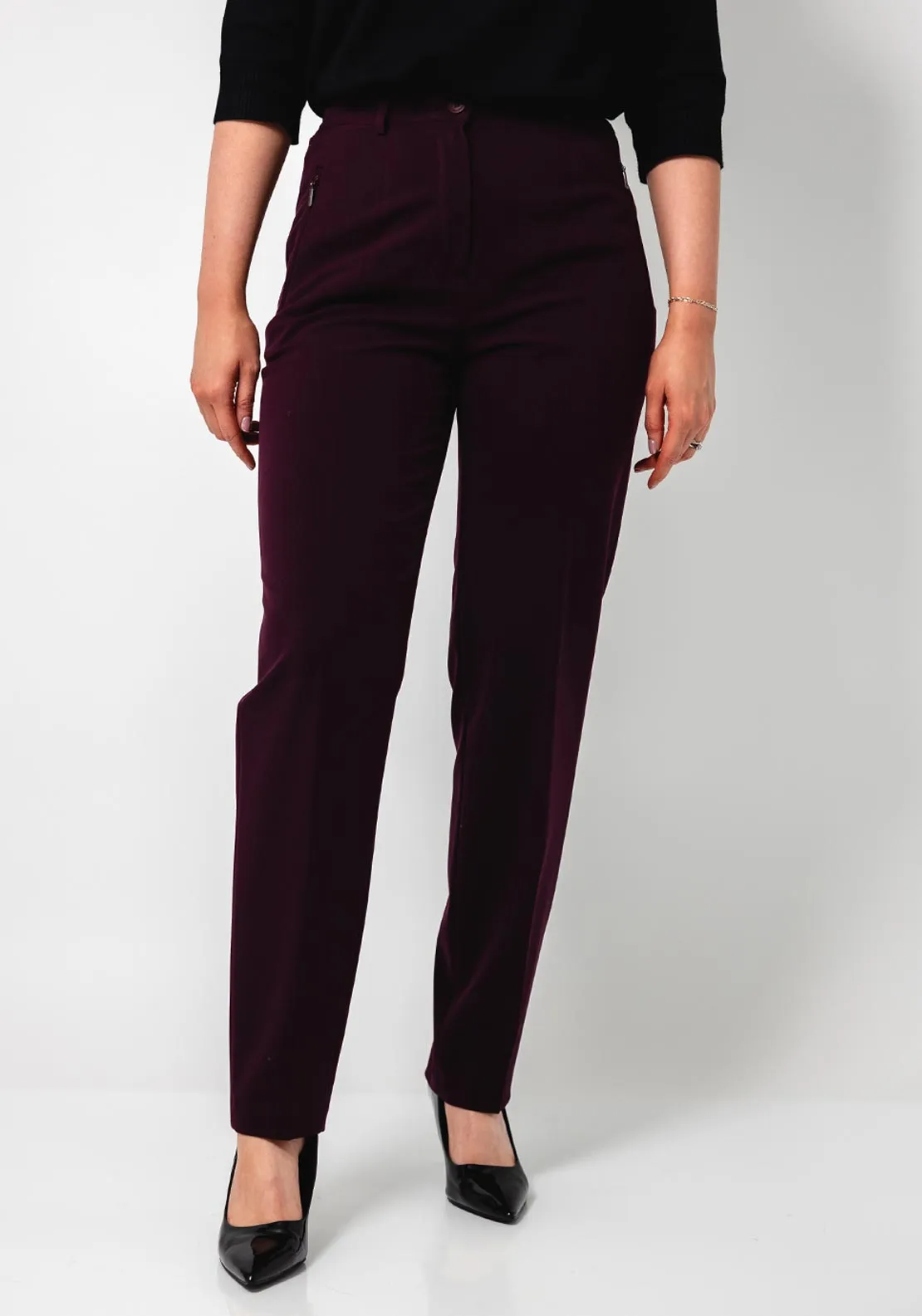 Robell Sahara Slim Fit Trousers, Wine