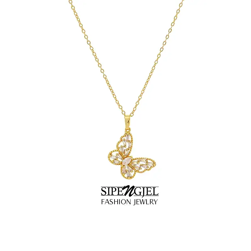 Romantic Zircon Butterfly Necklace Clavicle Chain neckalce For Women Accessories Jewelry