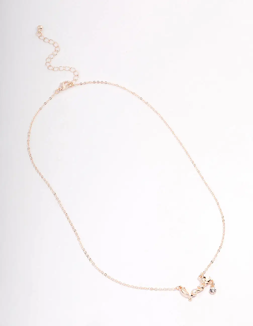 Rose Gold Pearl & Diamante Love Necklace