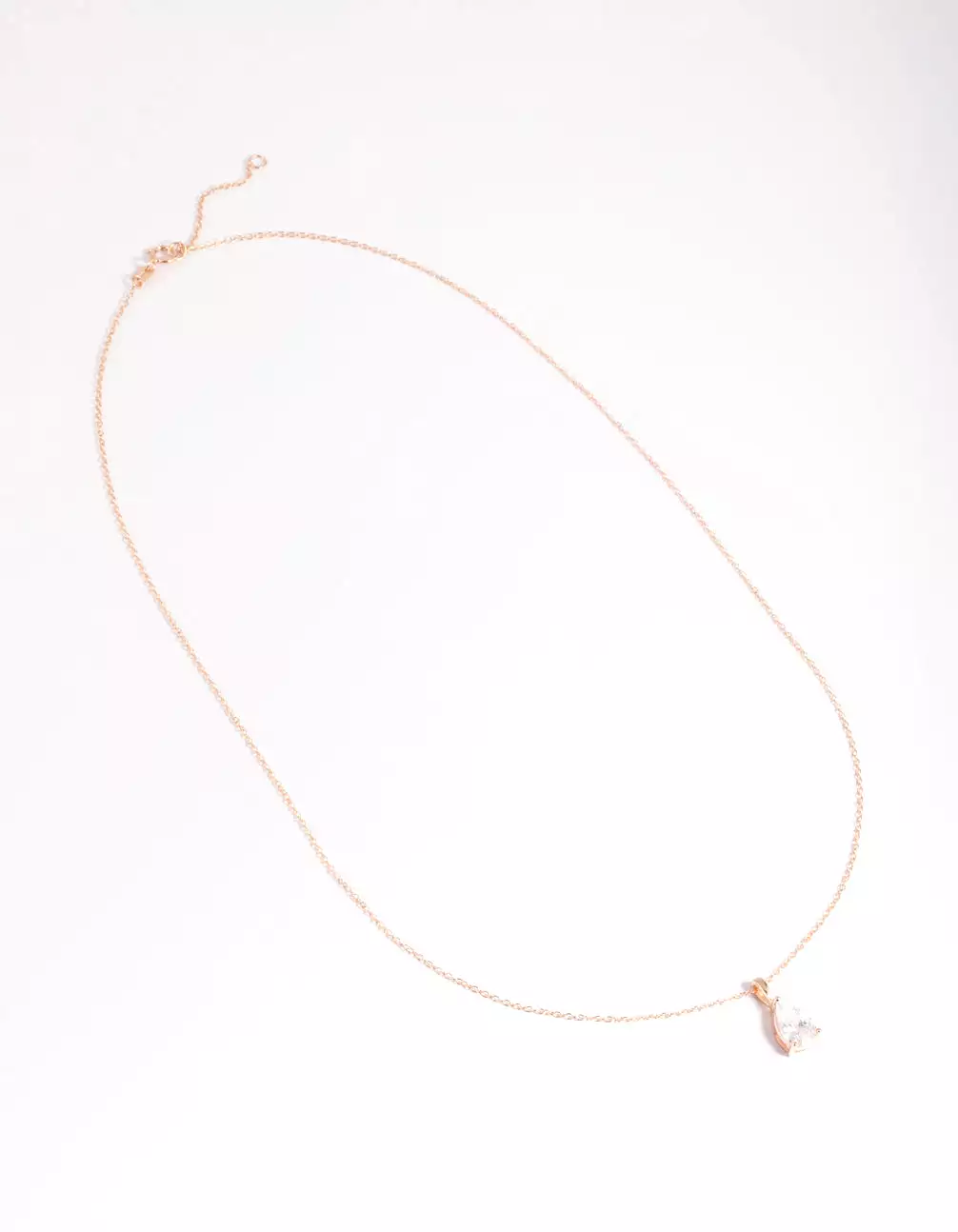 Rose Gold Plated Sterling SIlver Cubic Zirconia Pear Necklace