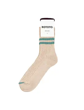 Rototo Two Stripe Light White Sand / Turquoise