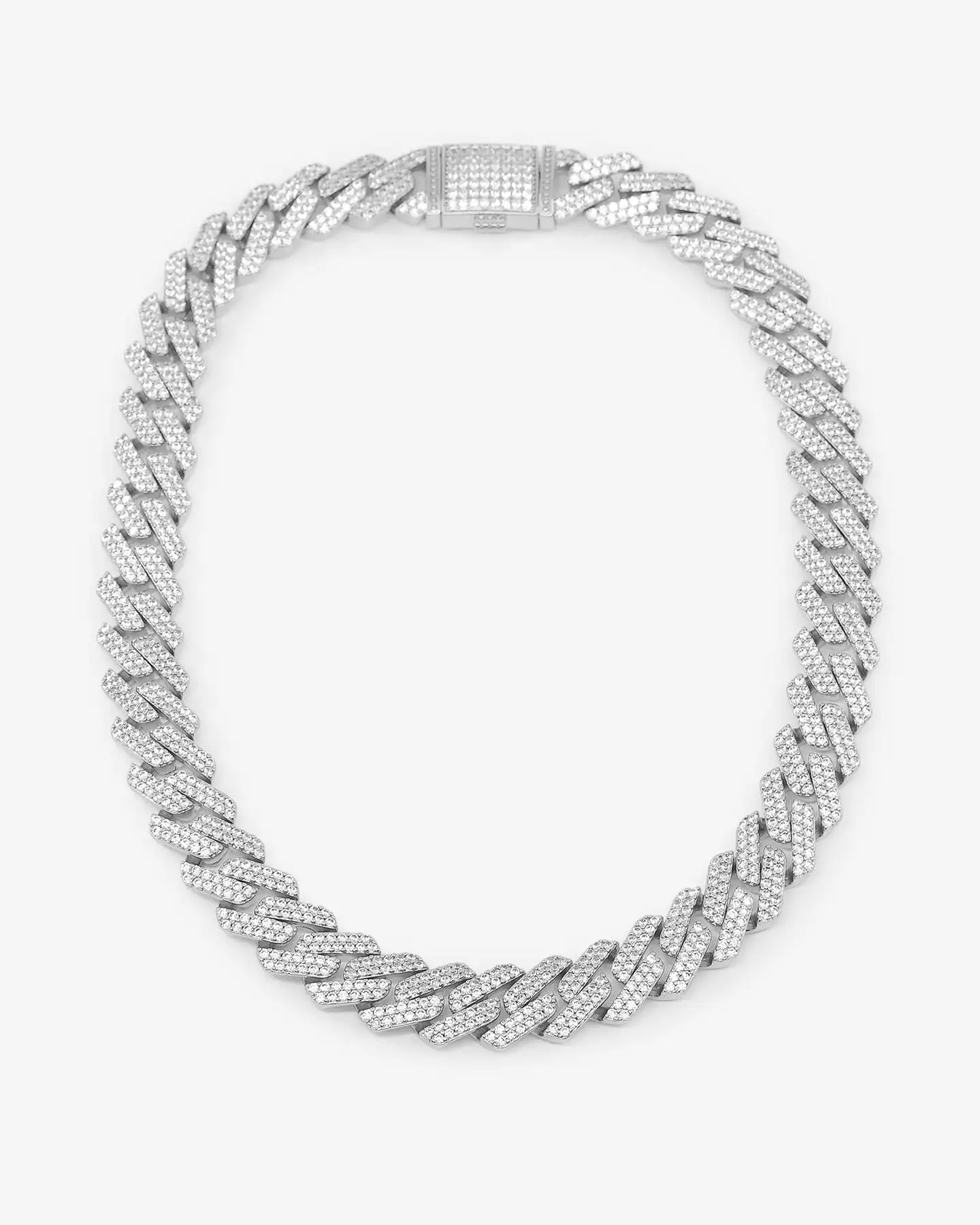 Saint Morta 18 Interlink Necklace Iced White Gold