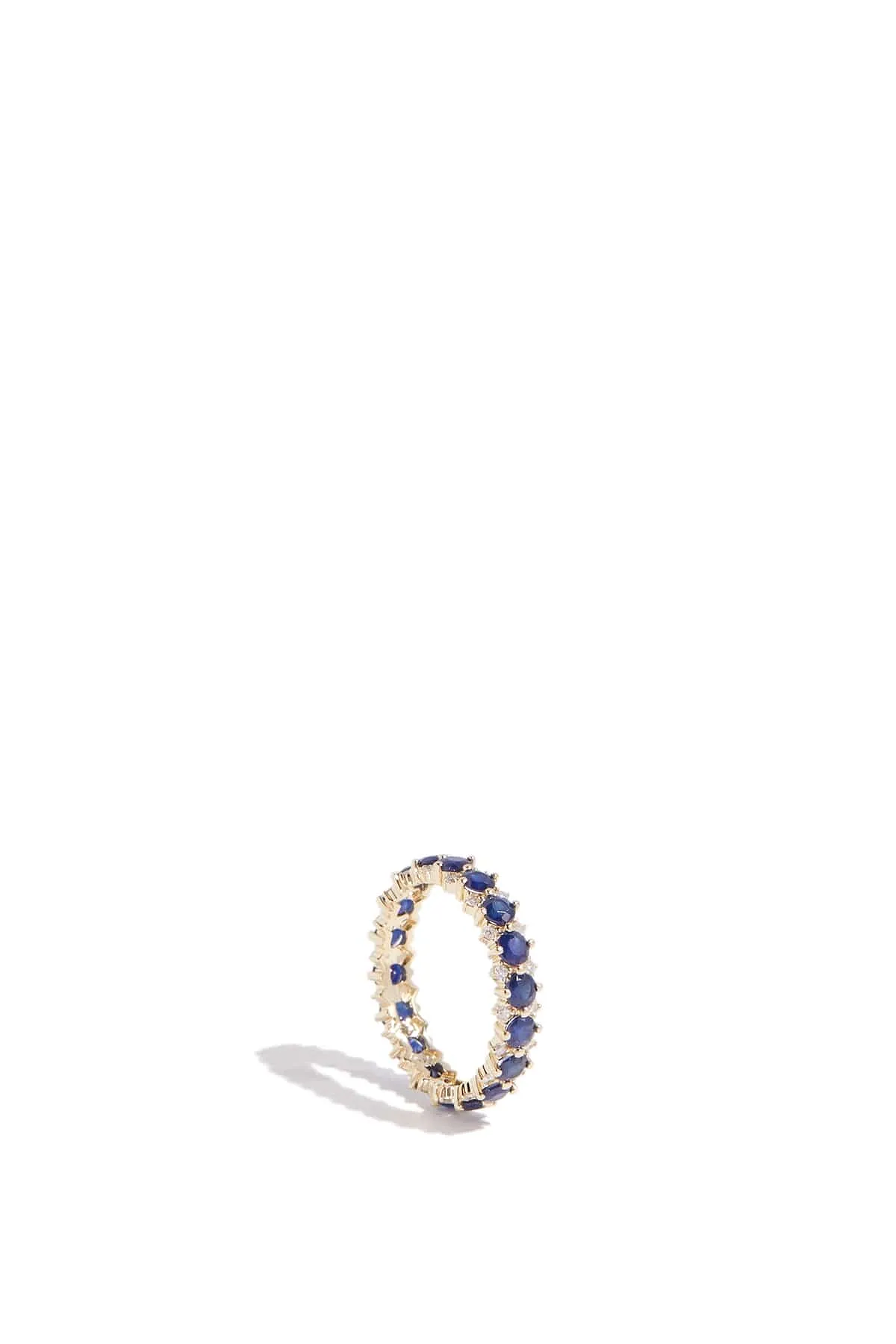 Sapphire and Diamond Rounds J Hoops in 14k Yellow Gold