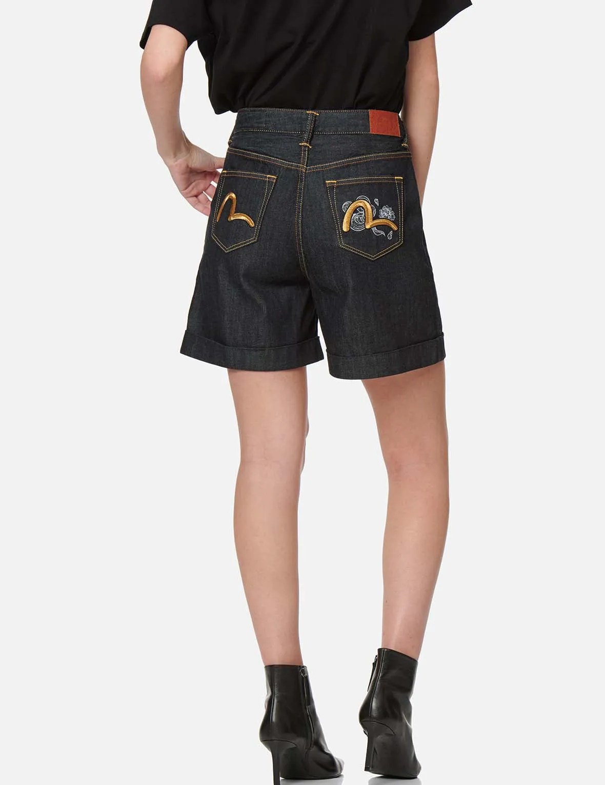 Seagull Embroidery Denim Shorts