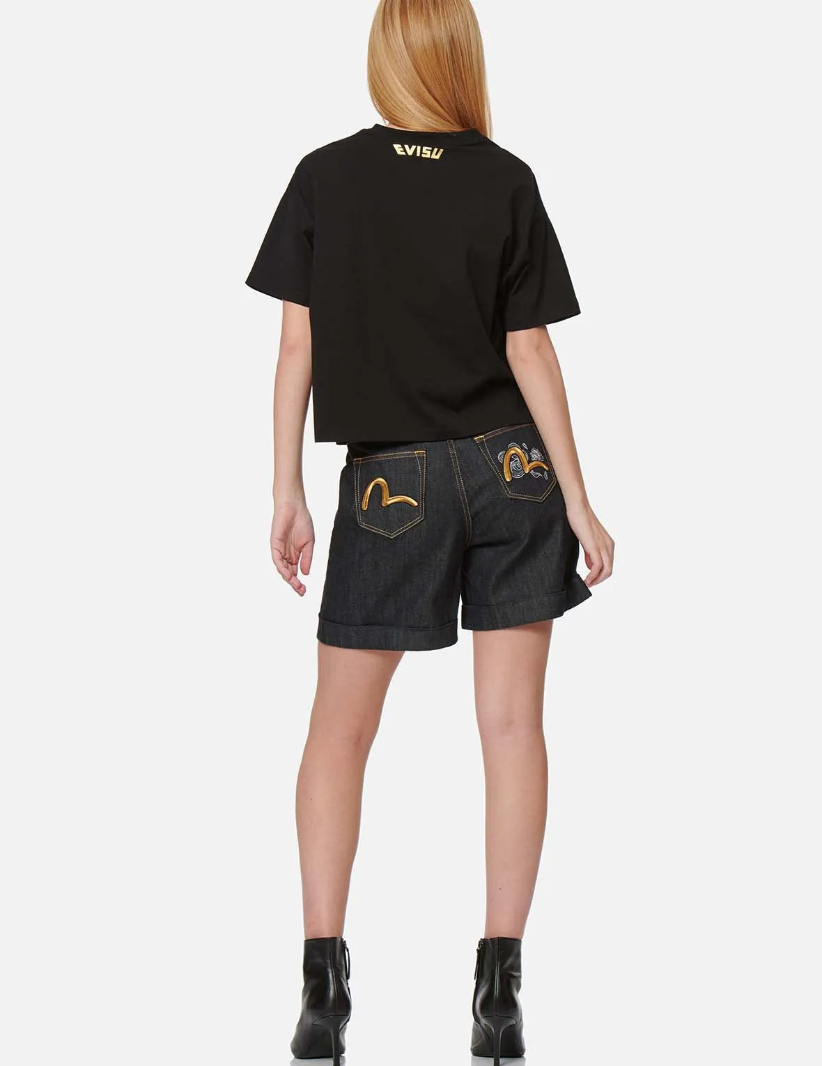 Seagull Embroidery Denim Shorts