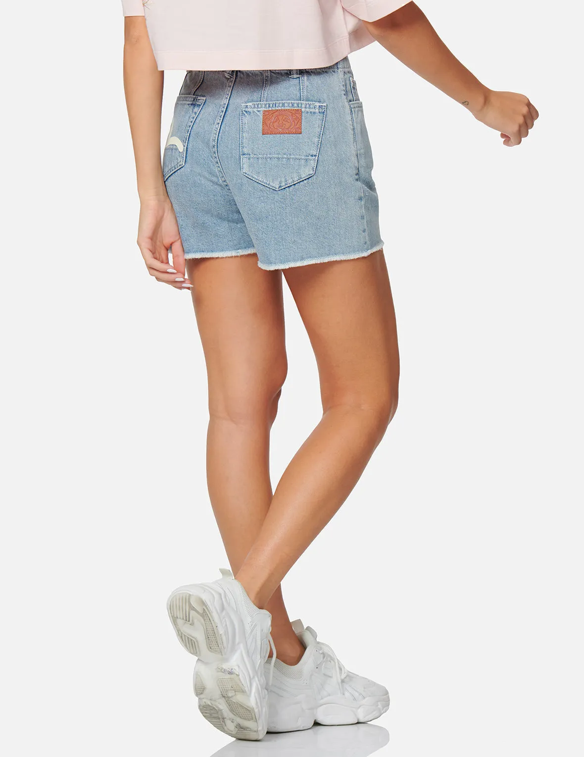 Seagull Print Denim Shorts