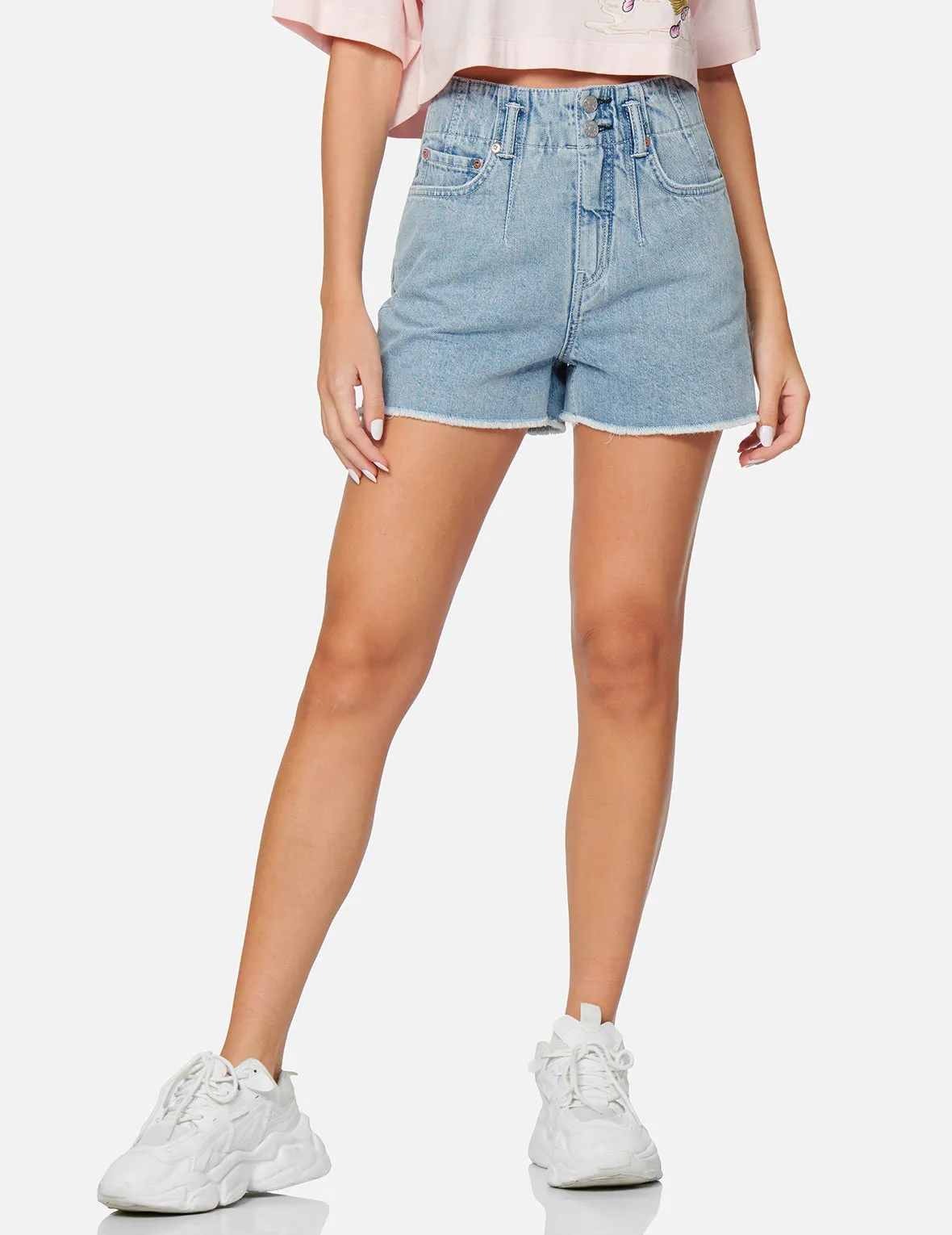 Seagull Print Denim Shorts