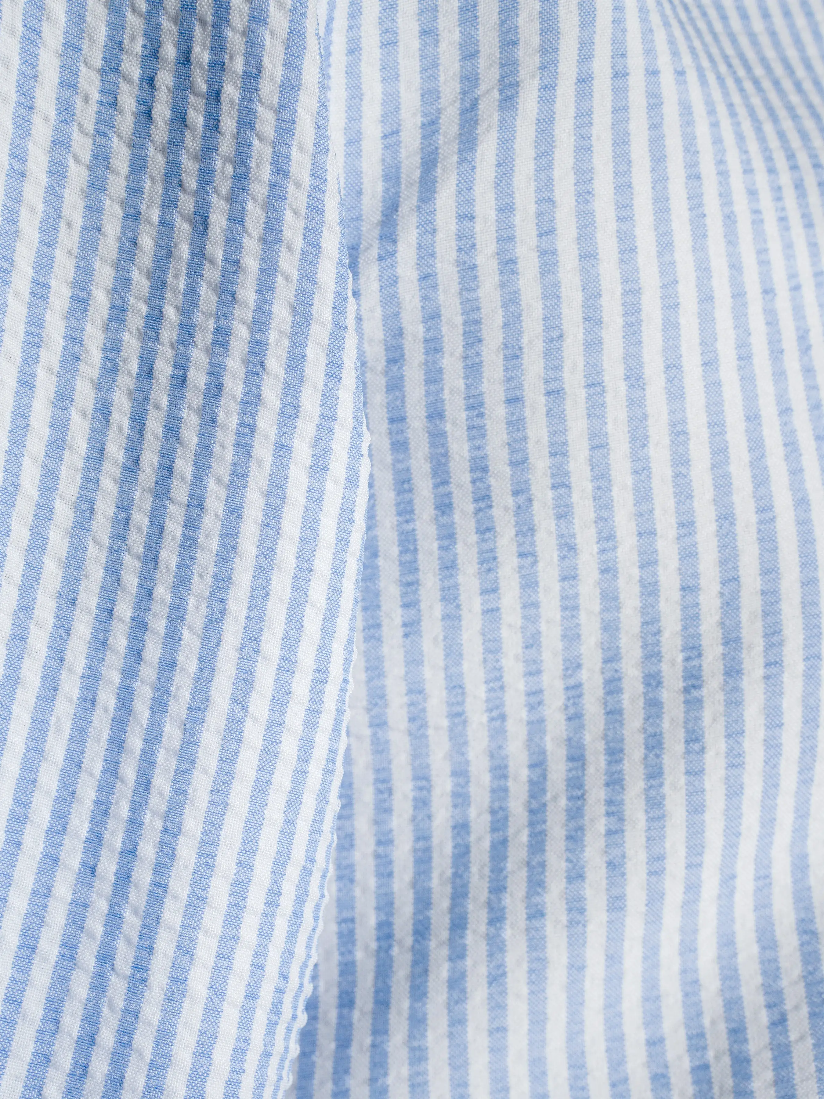 Seersucker Striped Shirt - Light Blue