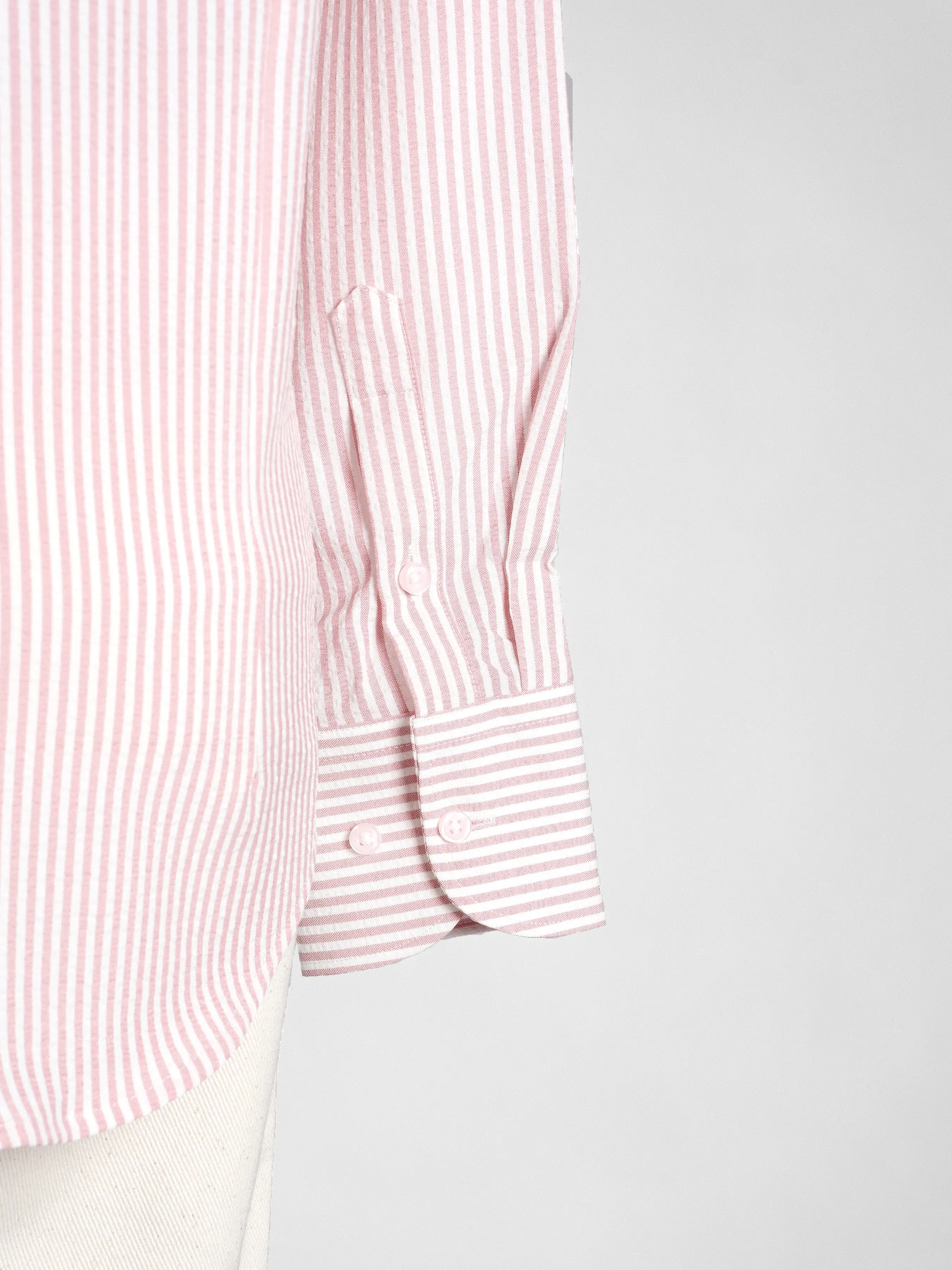 Seersucker Striped Shirt - Mauve