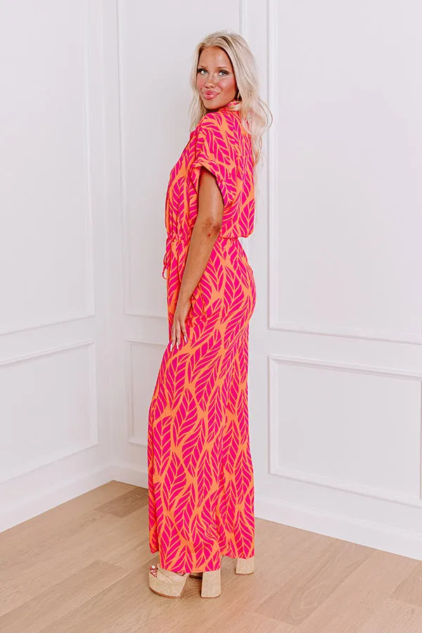 Set For Vacay Jumpsuit in Hot Pink