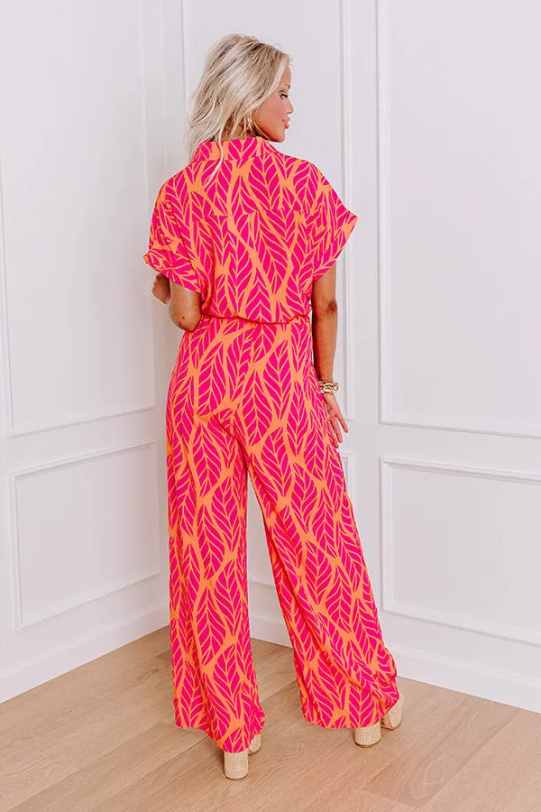 Set For Vacay Jumpsuit in Hot Pink