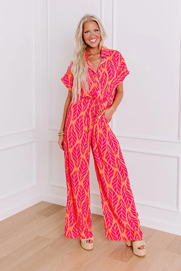 Set For Vacay Jumpsuit in Hot Pink