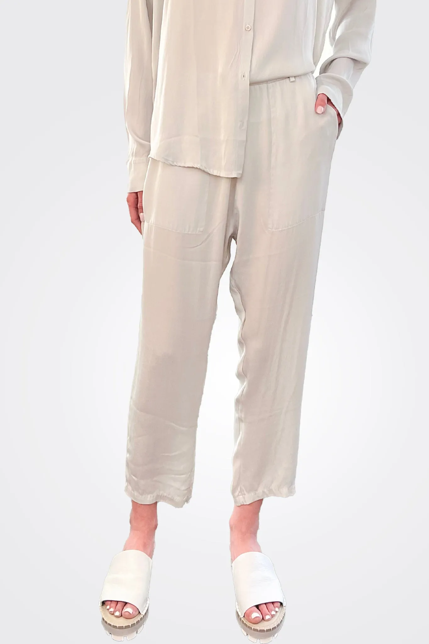 Silk Trousers - Pearl