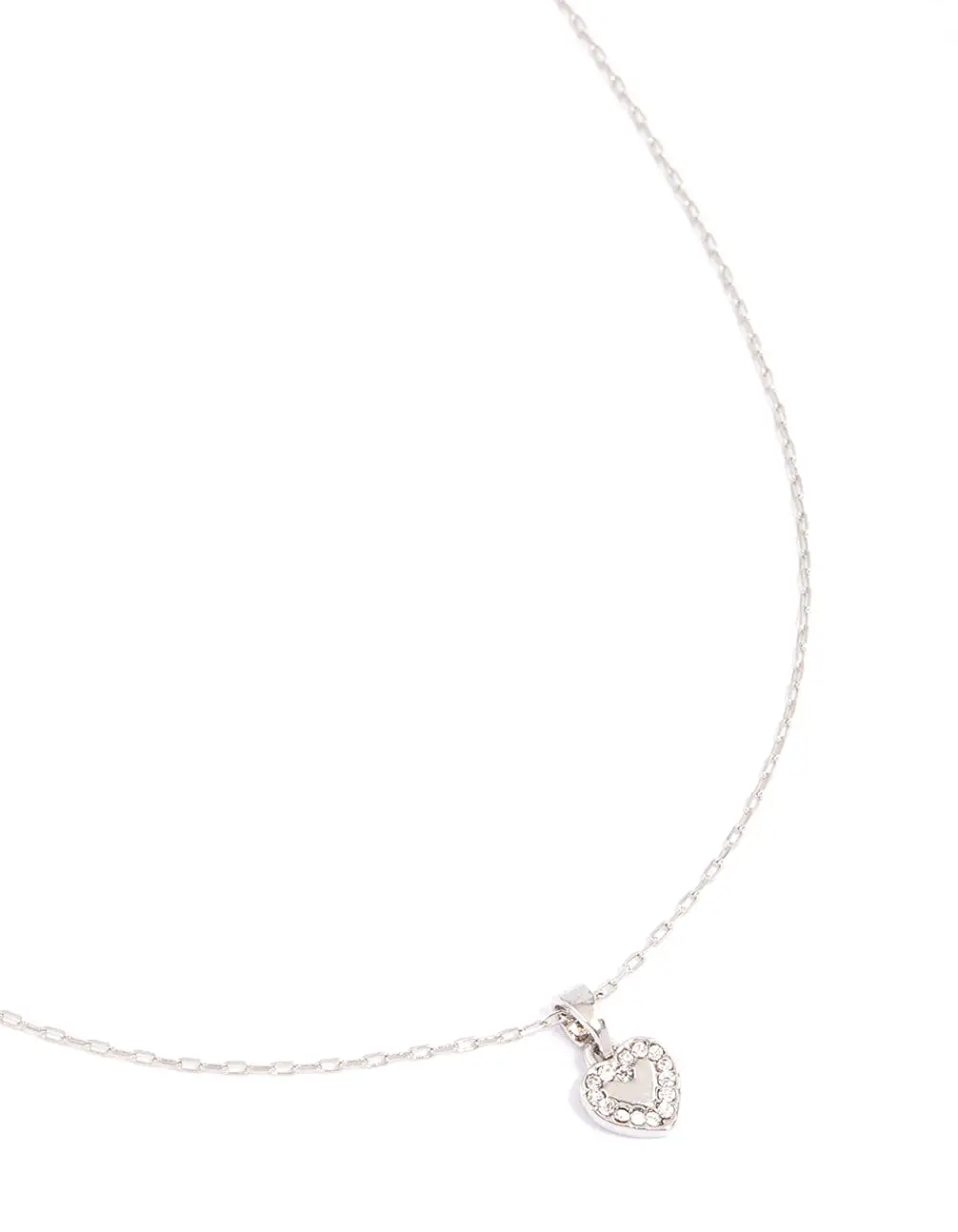 Silver Diamante Mini Heart Pendant Necklace