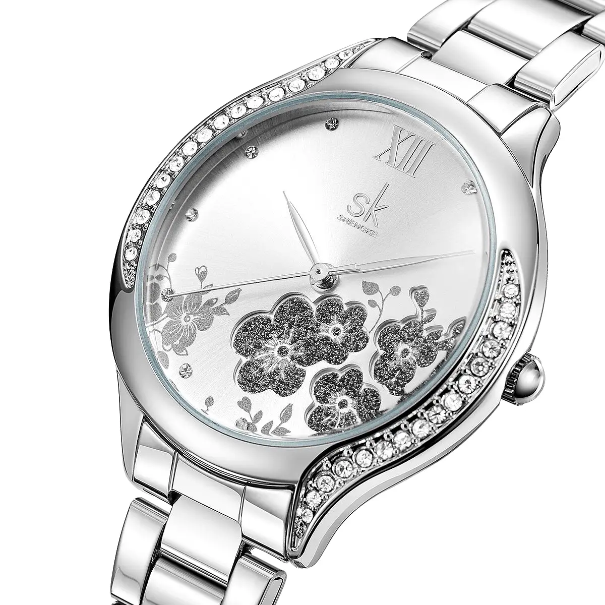 SK Floral Dial - Lady Silver Watch