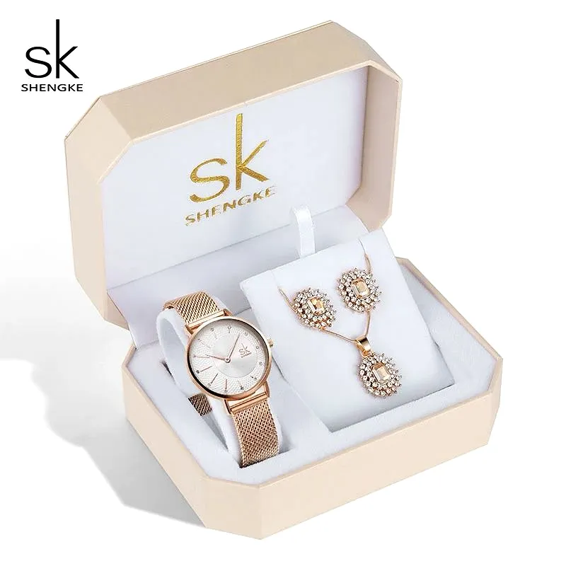 Sk Jewelry Lady Set. (Watch, Necklace & Earrings)