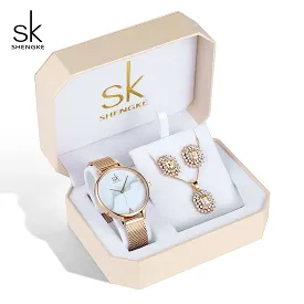 SK Jewelry Lady Set- Watch, Necklace & Earrings