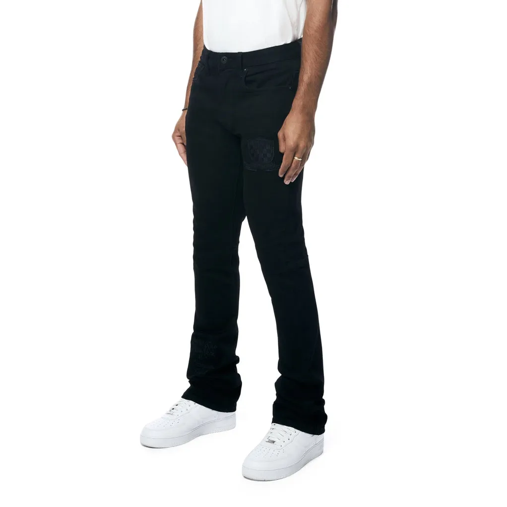 Slim Tapered Varsity Jeans - Black