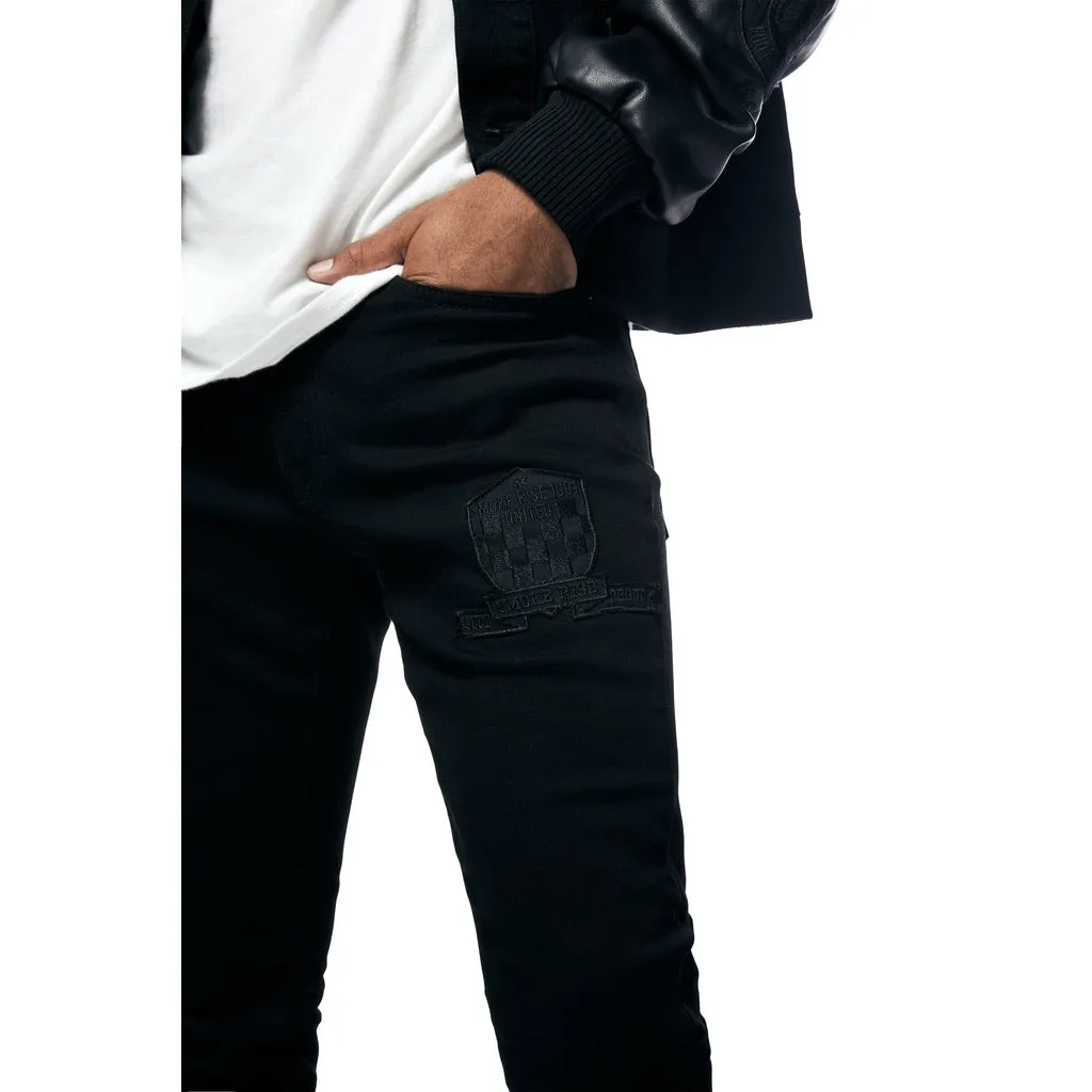 Slim Tapered Varsity Jeans - Black